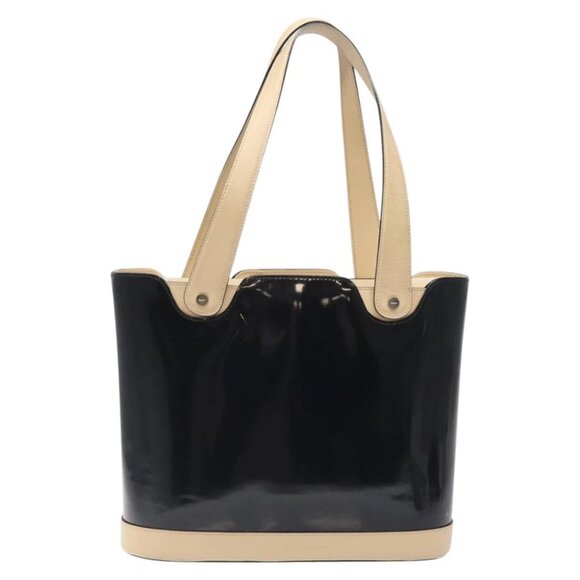 Salvatore Ferragamo Tote Bag Enamel Black Silver Auth - Picture 2 of 16